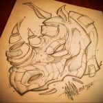 вариант эскиза тату носорог 02.02.2020 №1078 -rhino tattoo sketches- tatufoto.com