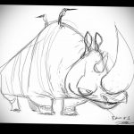 вариант эскиза тату носорог 02.02.2020 №1087 -rhino tattoo sketches- tatufoto.com