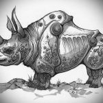 вариант эскиза тату носорог 02.02.2020 №1115 -rhino tattoo sketches- tatufoto.com
