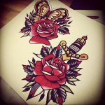 тату роза и кинжал для девушки 04.02.2020 №001 -rose tattoo for girl- tatufoto.com