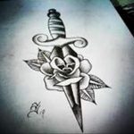 тату роза и кинжал для девушки 04.02.2020 №014 -rose tattoo for girl- tatufoto.com