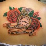 тату роза и часы для девушки 04.02.2020 №001 -rose tattoo for girl- tatufoto.com
