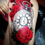 тату роза и часы для девушки 04.02.2020 №004 -rose tattoo for girl- tatufoto.com