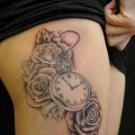 тату роза и часы для девушки 04.02.2020 №025 -rose tattoo for girl- tatufoto.com