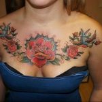 тату роза на груди девушки 04.02.2020 №012 -rose tattoo for girl- tatufoto.com