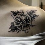 тату роза на ключице девушки 04.02.2020 №004 -rose tattoo for girl- tatufoto.com