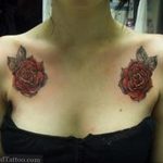 тату роза на ключице девушки 04.02.2020 №011 -rose tattoo for girl- tatufoto.com