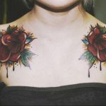 тату роза на ключице девушки 04.02.2020 №013 -rose tattoo for girl- tatufoto.com