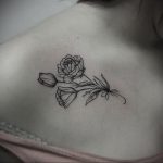 тату роза на ключице девушки 04.02.2020 №014 -rose tattoo for girl- tatufoto.com