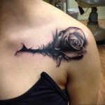 тату роза на ключице девушки 04.02.2020 №020 -rose tattoo for girl- tatufoto.com