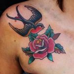 тату роза на ключице девушки 04.02.2020 №027 -rose tattoo for girl- tatufoto.com