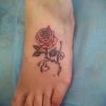 тату роза на ноге девушки 04.02.2020 №001 -rose tattoo for girl- tatufoto.com