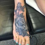 тату роза на ноге девушки 04.02.2020 №003 -rose tattoo for girl- tatufoto.com