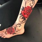 тату роза на ноге девушки 04.02.2020 №021 -rose tattoo for girl- tatufoto.com