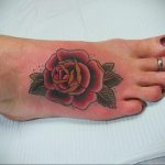 тату роза на ноге девушки 04.02.2020 №023 -rose tattoo for girl- tatufoto.com