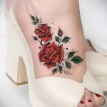 тату роза на ноге девушки 04.02.2020 №063 -rose tattoo for girl- tatufoto.com