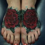 тату роза на ноге девушки 04.02.2020 №065 -rose tattoo for girl- tatufoto.com