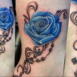 тату синяя роза для девушки 04.02.2020 №002 -rose tattoo for girl- tatufoto.com
