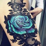 тату синяя роза для девушки 04.02.2020 №009 -rose tattoo for girl- tatufoto.com