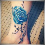 тату синяя роза для девушки 04.02.2020 №011 -rose tattoo for girl- tatufoto.com