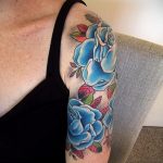 тату синяя роза для девушки 04.02.2020 №030 -rose tattoo for girl- tatufoto.com