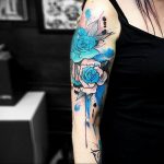 тату синяя роза для девушки 04.02.2020 №037 -rose tattoo for girl- tatufoto.com