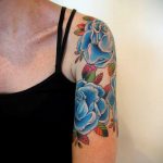 тату синяя роза для девушки 04.02.2020 №065 -rose tattoo for girl- tatufoto.com