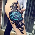тату синяя роза для девушки 04.02.2020 №073 -rose tattoo for girl- tatufoto.com