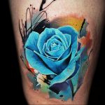 тату синяя роза для девушки 04.02.2020 №090 -rose tattoo for girl- tatufoto.com