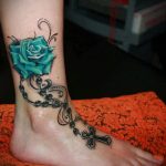 тату синяя роза для девушки 04.02.2020 №094 -rose tattoo for girl- tatufoto.com