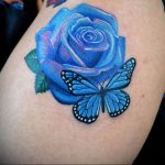 тату синяя роза для девушки 04.02.2020 №097 -rose tattoo for girl- tatufoto.com