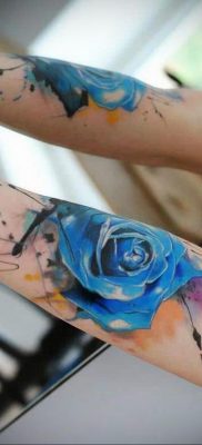 тату синяя роза для девушки 04.02.2020 №099 -rose tattoo for girl- tatufoto.com