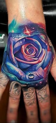 тату синяя роза для девушки 04.02.2020 №101 -rose tattoo for girl- tatufoto.com