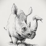 эскиз тату носорог 02.02.2020 №032 -rhino tattoo sketches- tatufoto.com