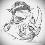 эскиз тату носорог 02.02.2020 №074 -rhino tattoo sketches- tatufoto.com