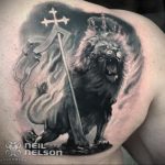 Фото пример рисунка тату оскал льва 05.02.2020 №025 -grin lion tattoo- tatufoto.com