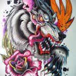 Фото рисунка тату оскал волка 05.02.2020 №017 -wolf grin tattoo- tatufoto.com