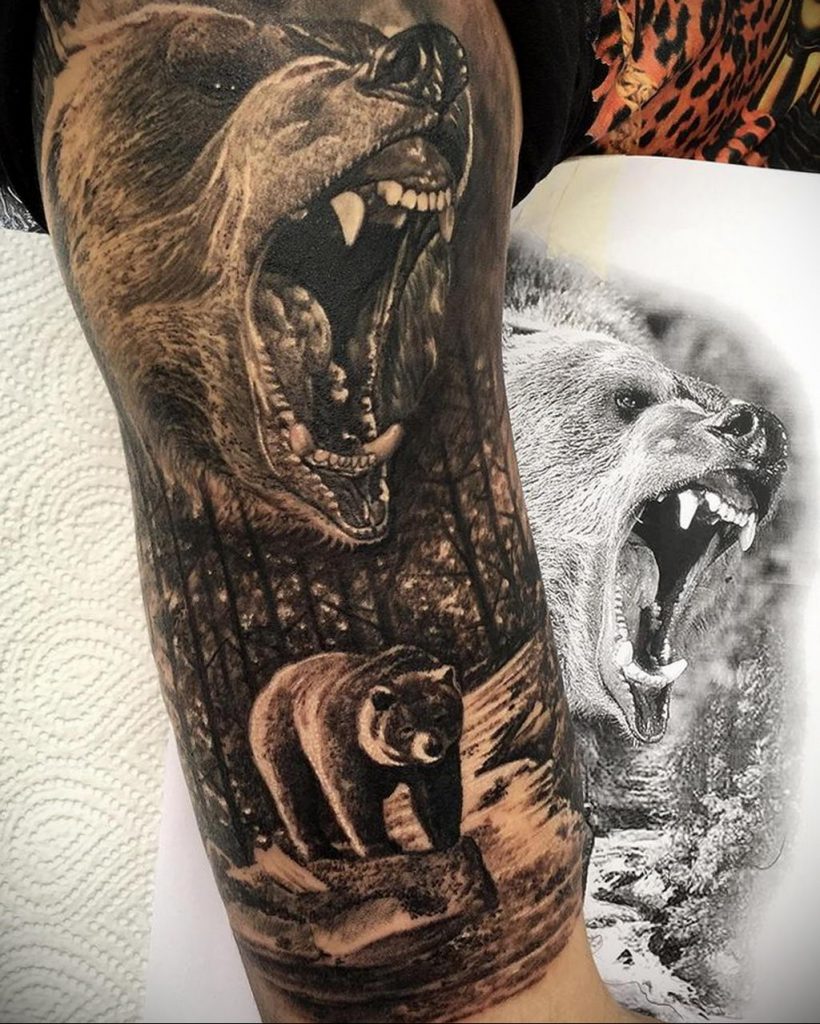 Фото рисунка тату оскал медведя 05.02.2020 №004 -tattoo grin bear- tatufoto.com