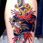 Фото рисунка тату оскал пантеры 05.02.2020 №044 -panther grin tattoo- tatufoto.com