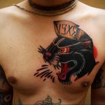 Фото рисунка тату оскал пантеры 05.02.2020 №070 -panther grin tattoo- tatufoto.com