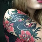 Фото рисунка тату оскал пантеры 05.02.2020 №080 -panther grin tattoo- tatufoto.com