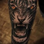 Фото рисунка тату оскал тигра 05.02.2020 №015 -tiger grin tattoo- tatufoto.com