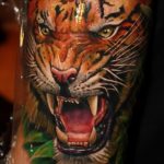 Фото рисунка тату оскал тигра 05.02.2020 №047 -tiger grin tattoo- tatufoto.com
