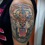 Фото рисунка тату оскал тигра 05.02.2020 №066 -tiger grin tattoo- tatufoto.com