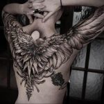Фото тату с ангелом на спине 12.03.2020 №002 -angel tattoo on the back- tatufoto.com