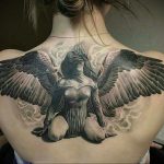 Фото тату с ангелом на спине 12.03.2020 №008 -angel tattoo on the back- tatufoto.com