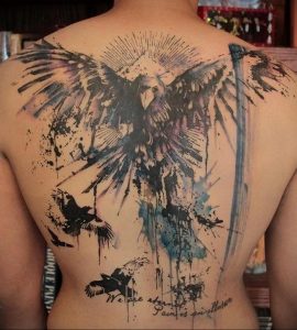 Фото тату с ангелом на спине 12.03.2020 №013 -angel tattoo on the back- tatufoto.com