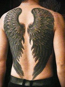 Фото тату с ангелом на спине 12.03.2020 №014 -angel tattoo on the back- tatufoto.com