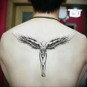Фото тату с ангелом на спине 12.03.2020 №020 -angel tattoo on the back- tatufoto.com