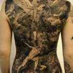 Фото тату с ангелом на спине 12.03.2020 №025 -angel tattoo on the back- tatufoto.com